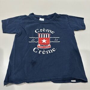 Creme de la Creme Blue Short Sleeve Shirt Gildan Size 4T Good Used Condition.